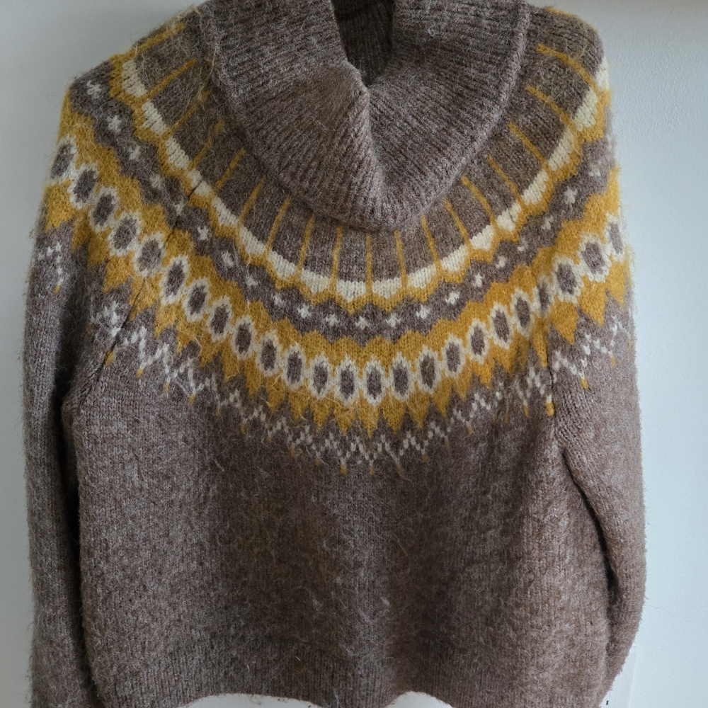 GAP Brown and Yellow Cowl Neck Sweater